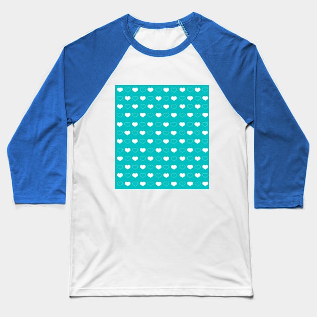 Hearts white on mint Baseball T-Shirt by Crea Twinkles